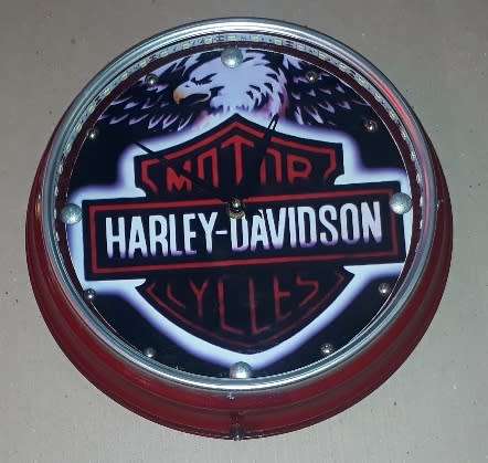 Harley Davidson Illuminated Metal Clock 31cm Diameter