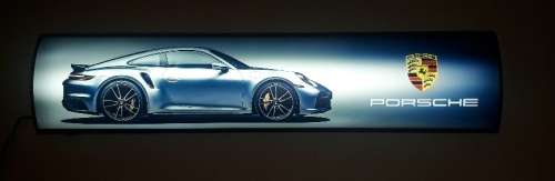 Porsche pub,bar, man cave,  advert light box . LED.
