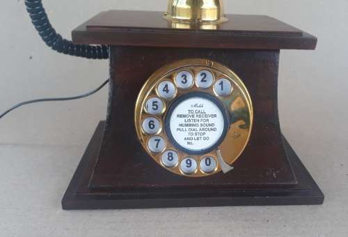 Decorative Vintage Wood & Brass Telephone