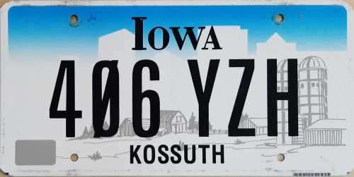Iowa Used USA Genuine License Plate.