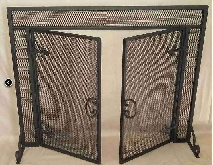 Free Standing Fire Screen with Double Opening Doors 80 x 80