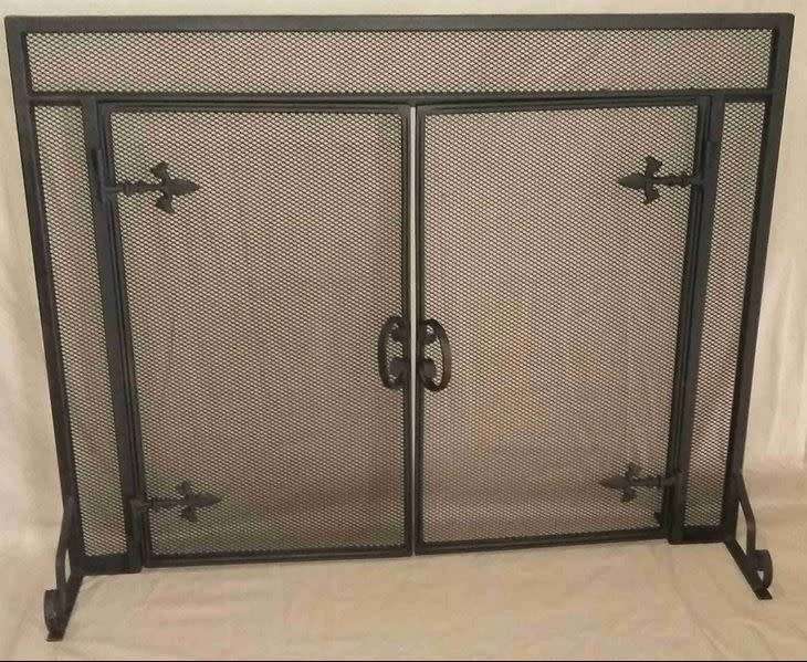 Free Standing Fire Screen with Double Opening Doors 80 x 80