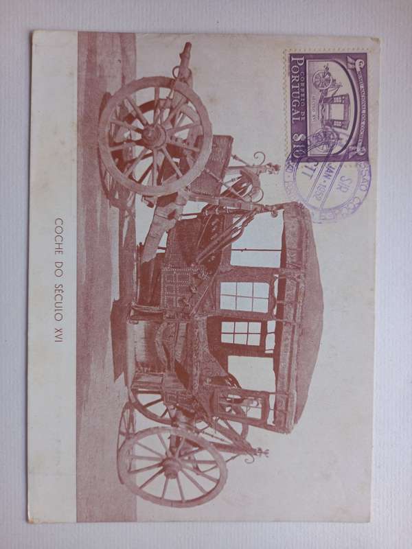 Vintage carriage Portugal postcard