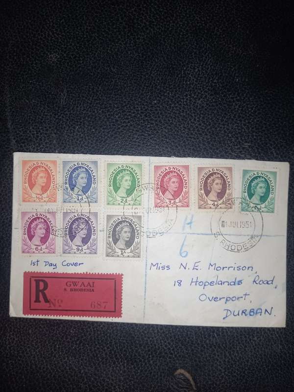 1st day cover 1951 July 1st Gwaai Rhodesia