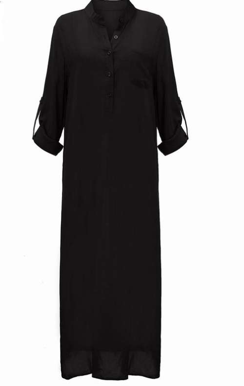 Women Sexy Casual Dress Long Sleeve Deep V Neck Linen Split Solid Long Maxi Dress