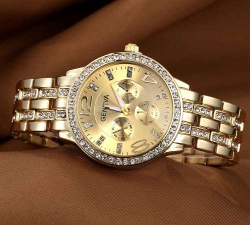 Geneva Crystal Stainless Steel Watch - 3 colours available