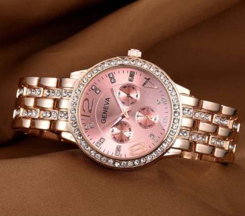 Geneva Crystal Stainless Steel Watch - 3 colours available