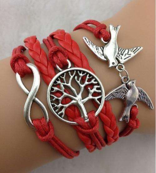 Bracelet- Couple bird, wishing tree - a tree of life bracelet, infinity