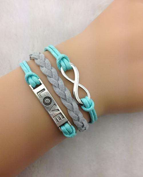 Bracelet-infinity bracelet with love charm