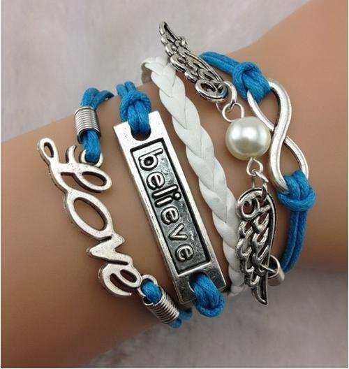 Bracelet- -Infinity,Believe,love & Wings Charm