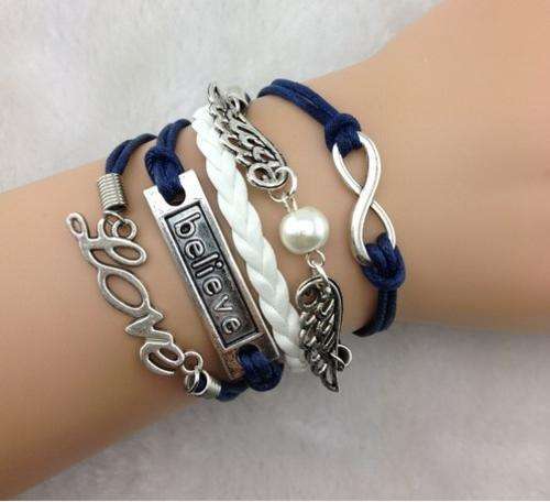 Bracelet- -Infinity,Believe,love & Wings Charm