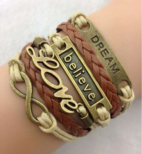 Bracelet- Dream, love, believe and infinity
