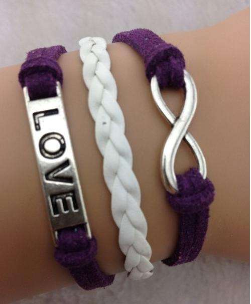 Bracelet-infinity bracelet with love charm