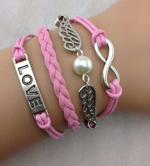 Bracelet-Infinity, wings and love charm