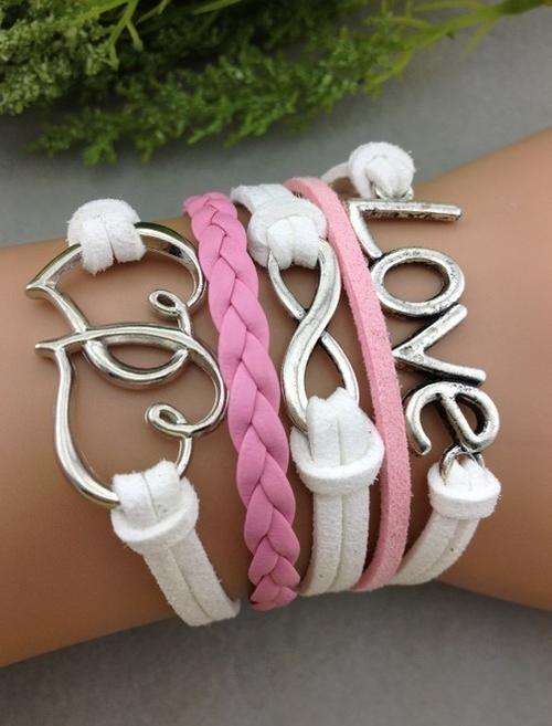 Bracelet- -Love, infinity and double hearts Charm