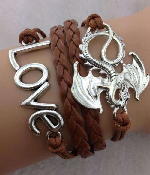 Bracelet- -Dragon and love Charm
