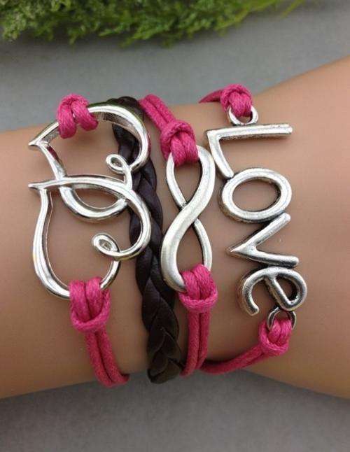 Bracelet- -Love, infinity and double hearts Charm