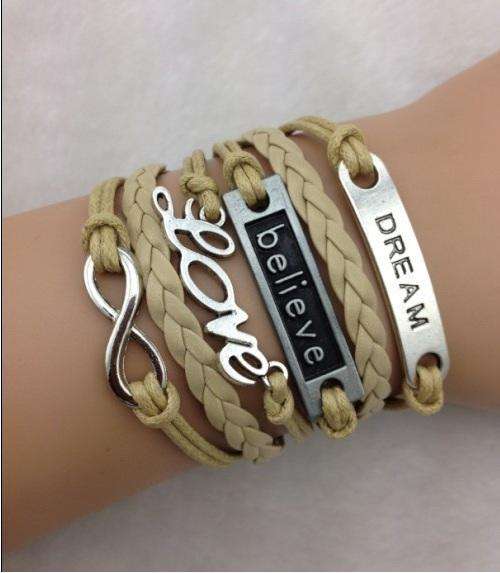 Bracelet- Dream, love, believe and infinity