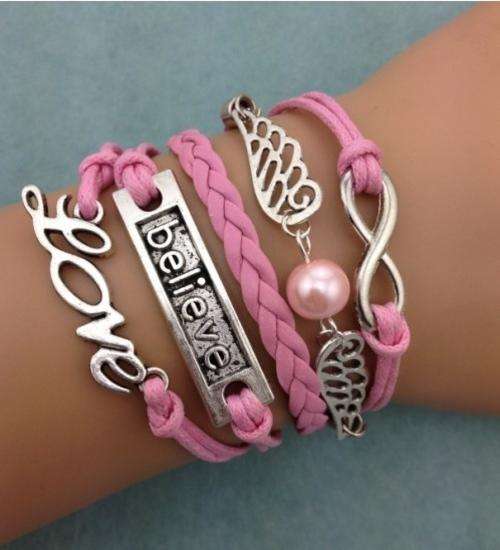 Bracelet- -Infinity,Believe,love & Wings Charm
