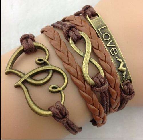 Bracelet-Infinity, love and double heart charm