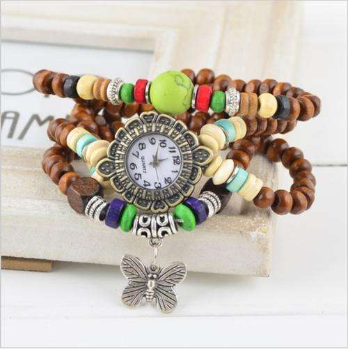 Stretch Bracelet Beaded Watch with various Pendants, 5 styles to choose from