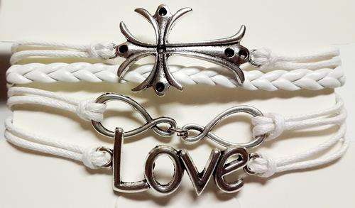 Bracelet- Cross, double infinity and love charm