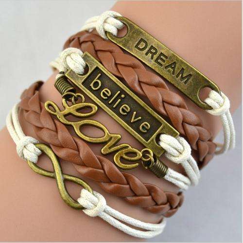 Bracelet- Dream, love, believe and infinity