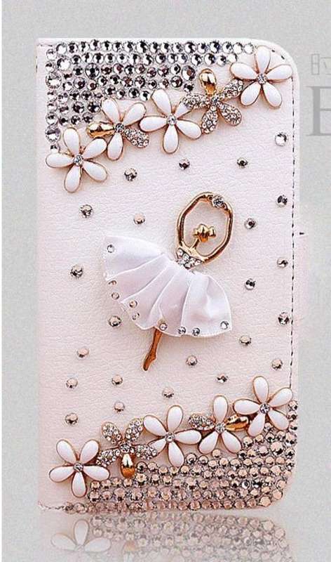 SAMSUNG GALAXY S4 LUXURY BLING RHINESTONE 3D BALLERINA AND FLOWER POUCH