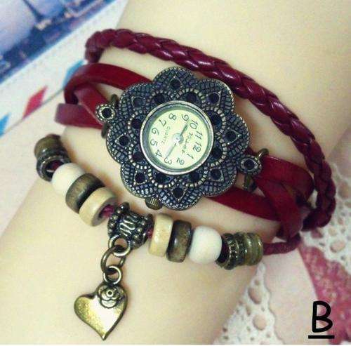 Bracelet Wristwatch with Heart Pendant-Various colours available