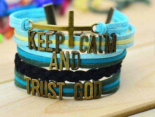 Bracelet- Keep calm and trust god charm