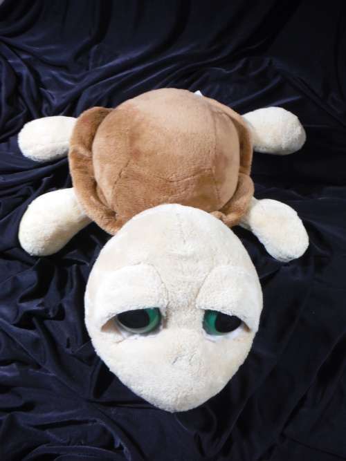 Russ Berrie Lil Peepers  Brown Yellow Sad Eyes Turtle Plush Toy