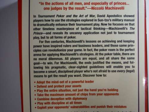 Machiavellian Poker Strategy: How to play like a Prince and rule the poker table- David Apostolico
