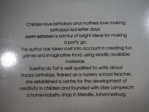 Happy Birthday - Suretha Du Toit : All about Children`s Parties.