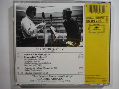 CD Prokofiev:Peter And The Wolf Narrared by Sting (The Chamber Orchestra Of Europe)