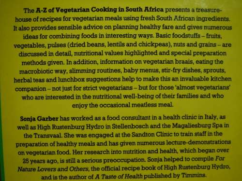 The A-Z of Vegetarian Cooking in South Africa - Hardcover - Sonja Garber