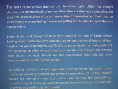 Don`t Film Yourself Having Sex...and Other Legal Advice for the Age of Social Media
