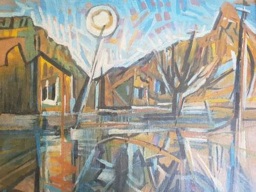 P Heron Acrylic on Board