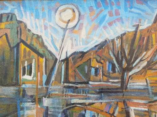 P Heron Acrylic on Board