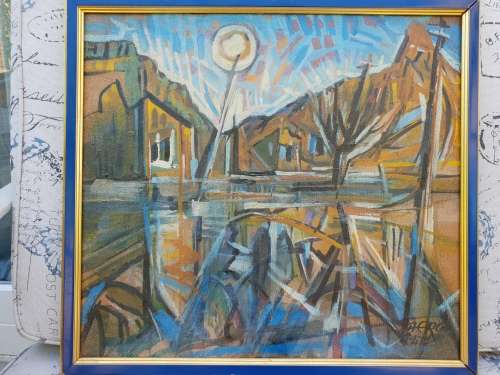 P Heron Acrylic on Board