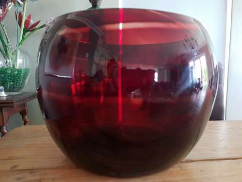 Large Stunning Murano Jardiniere/ Vase in Crimson Glass!! Stunning pattern!!