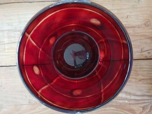 Large Stunning Murano Jardiniere/ Vase in Crimson Glass!! Stunning pattern!!