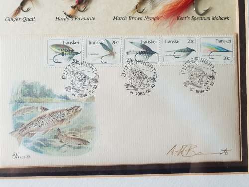 AH Barrett Signed FDC with Fishing Flies!! Lovely Collector's item!!