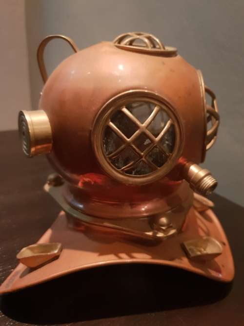 ROLEX SUBMARINER NAVY COPPER BRASS MINIATURE DIVING HELMET  WATCH DISPLAY NAUTICAL RARE