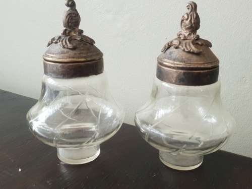 Pair Vintage Inkwells