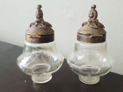 Pair Vintage Inkwells