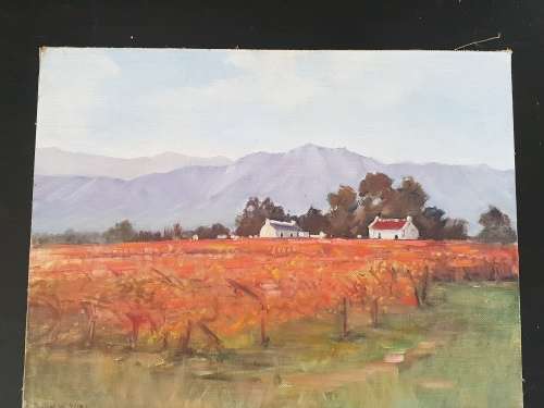 Pauline W Wiles oil on canvas laid down on board.