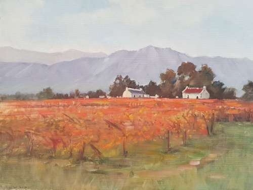 Pauline W Wiles oil on canvas laid down on board.