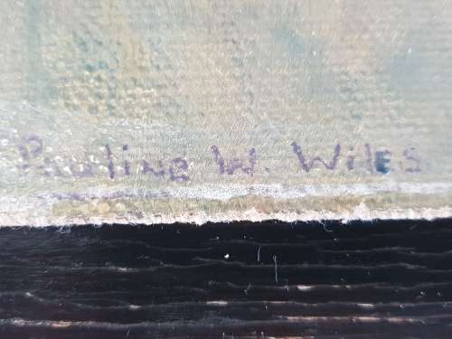 Pauline W Wiles oil on canvas laid down on board.