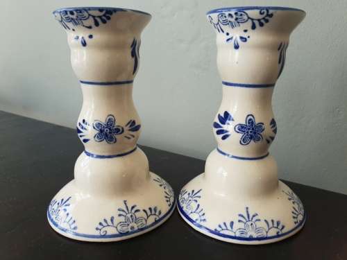 Pair Blue and white Porcelain Candle Sticks