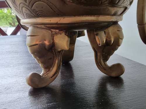 Vintage Extra Large Brass Oriental Dragon Incense Burner!!